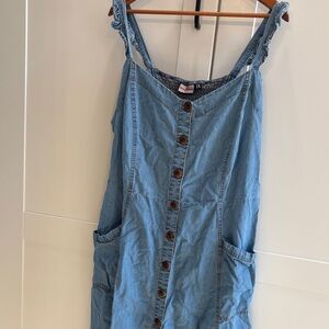 Weinfluence Blue Button-Down Denim Dress
